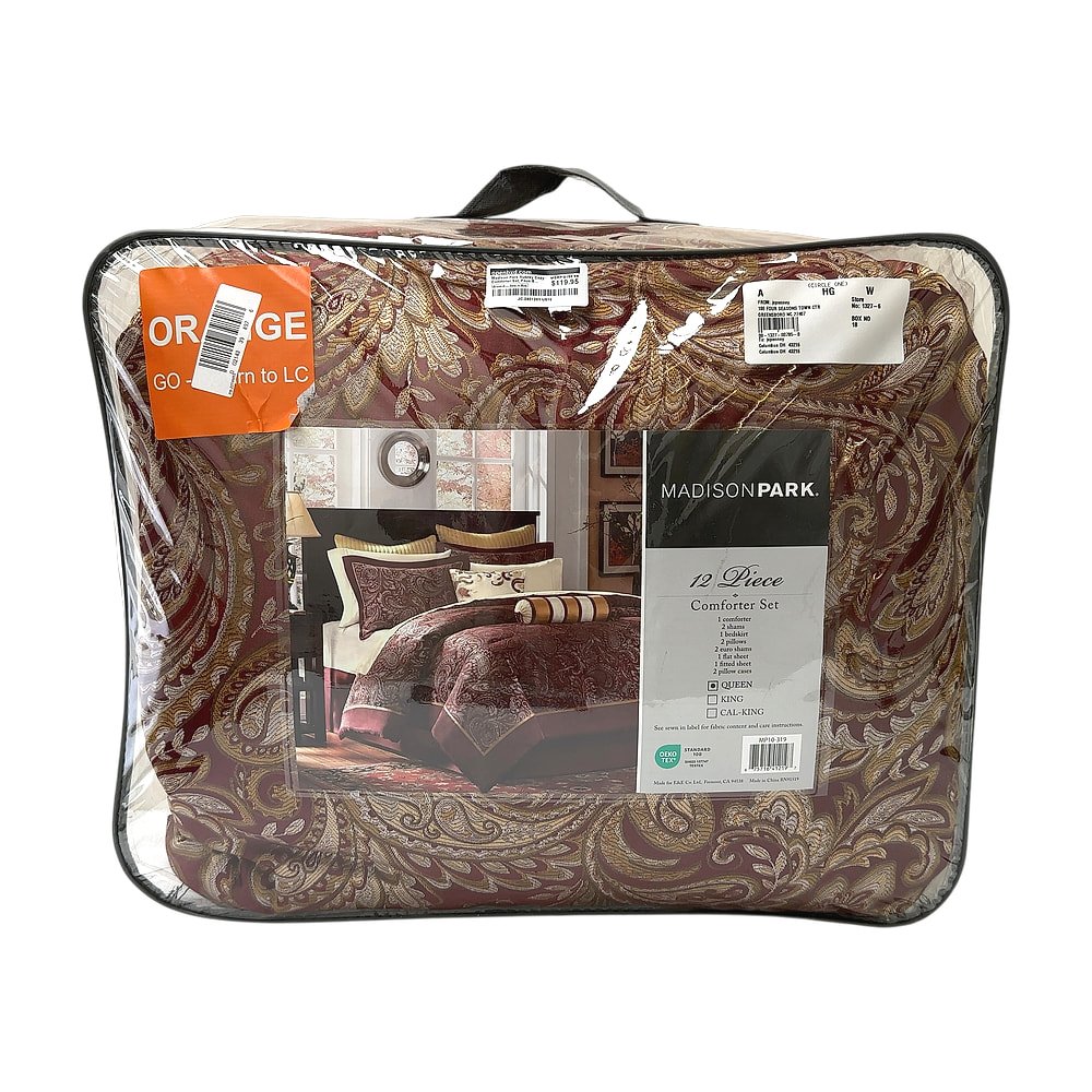 JC-2601201-U010.jpg Madison Park Aubrey Cozy Comforter Set Queen Red 12-Piece - Image 1