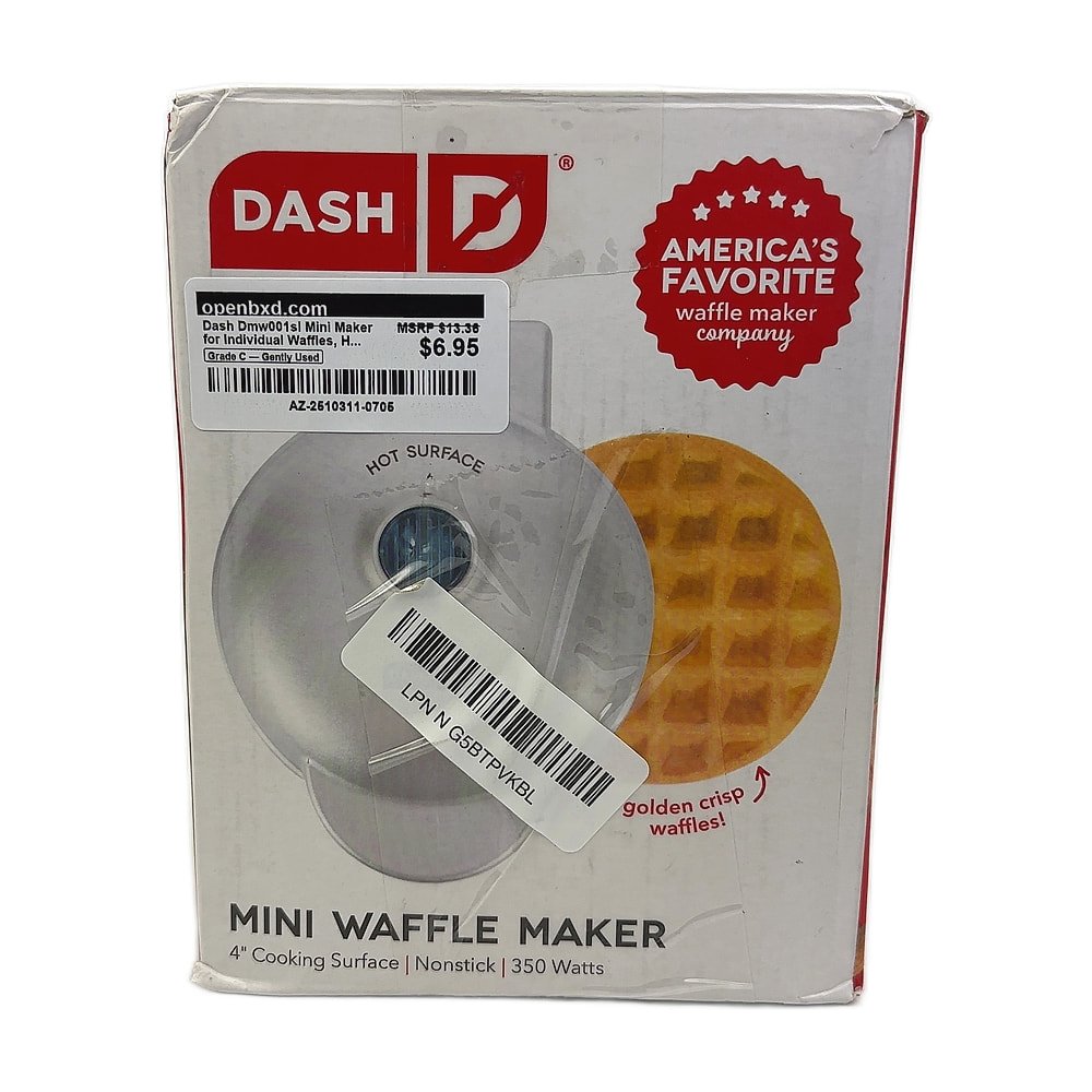 AZ-2510311-0705.jpg Dash Mini Waffle Maker for Individual Waffles, 4 Inch, Silver - Image 1
