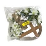 18-Inch Easter Silk Flower Garland with Cross Decoration