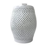 Safavieh White Ceramic Garden Stool with Diamond Motif