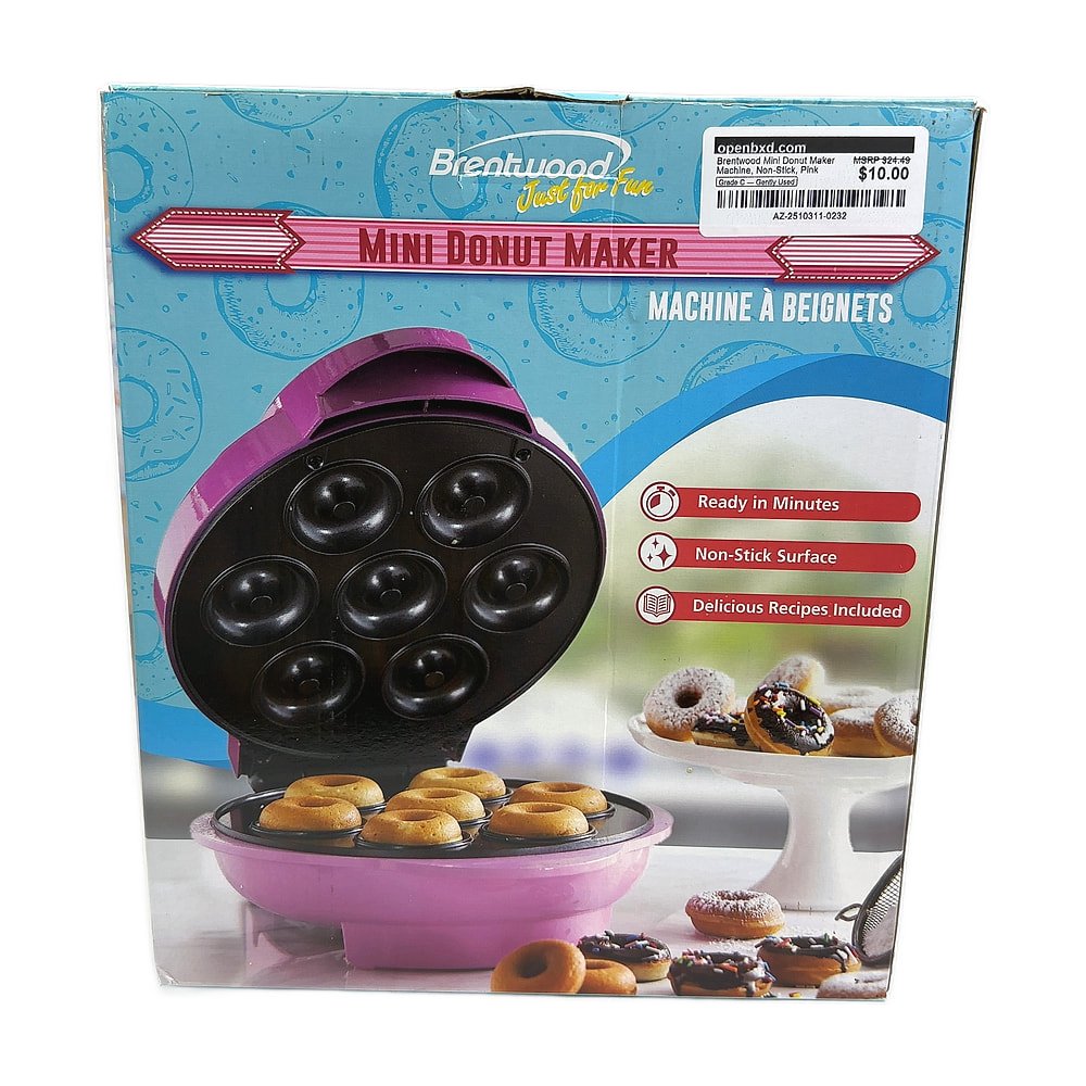 AZ-2510311-0232.jpg Brentwood Mini Donut Maker Machine, Non-Stick, Pink - Image 1
