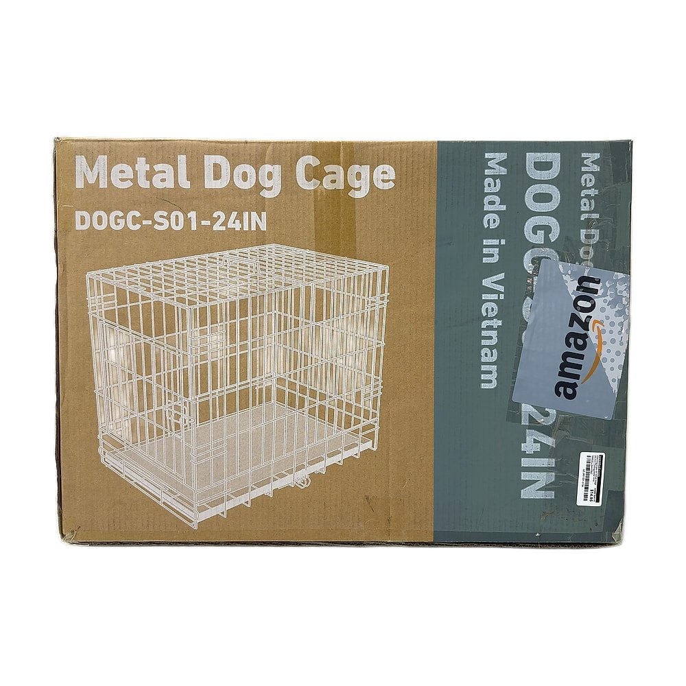 AZ-2601221-0134.jpg Fdw Dog Crate for Small Dogs 24 Inch Folding Metal Wirepet Cage Double Door W/Di... - Image 1