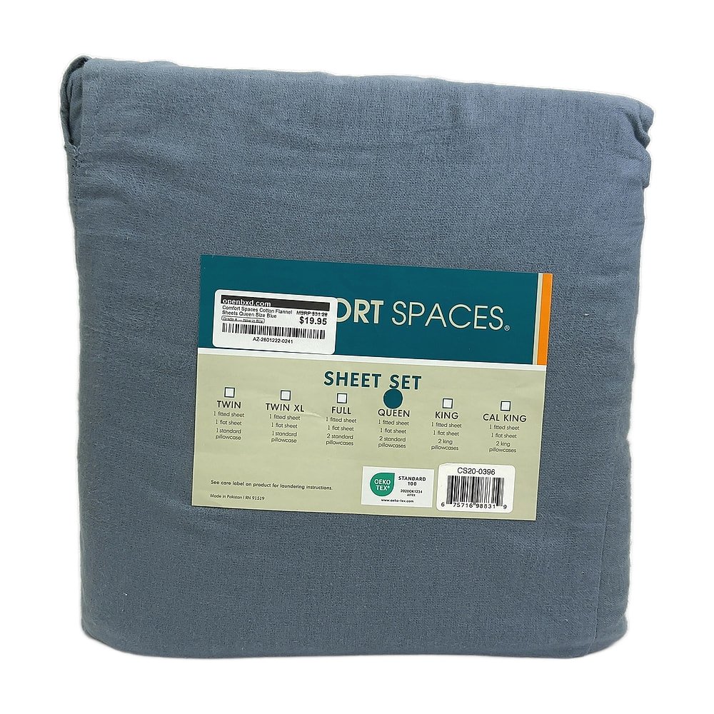 AZ-2601222-0241.jpg Comfort Spaces Cotton Flannel Sheets Queen Size Blue - Image 1