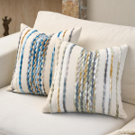 Aeckself Boho Pillow Covers 18x18 Inch, Set of 2, Gray Blue - Image 2