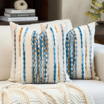 Aeckself Boho Pillow Covers 18x18 Inch, Set of 2, Gray Blue