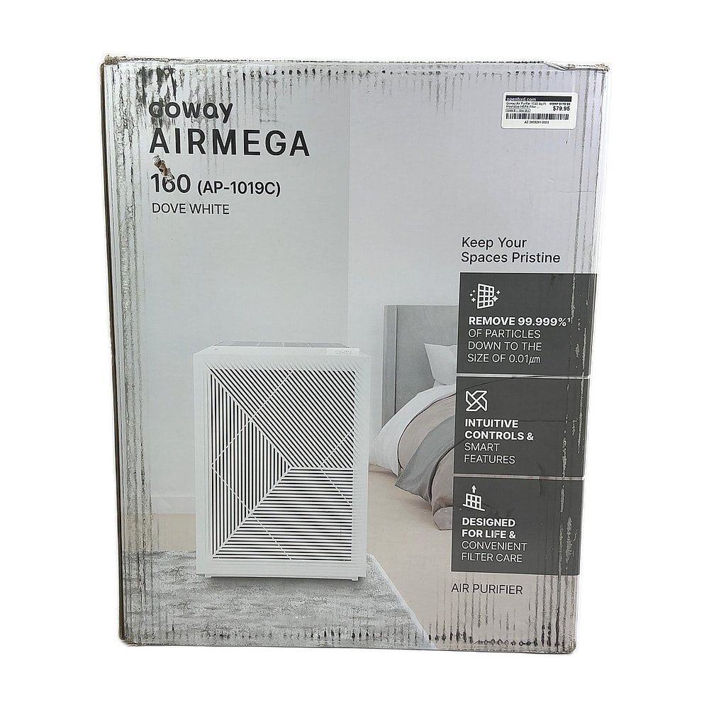 AZ-2605291-0003.jpg Coway Air Purifier 1035 Sq Ft Washable HEPA Filter Air Quality Monitor White - Image 1