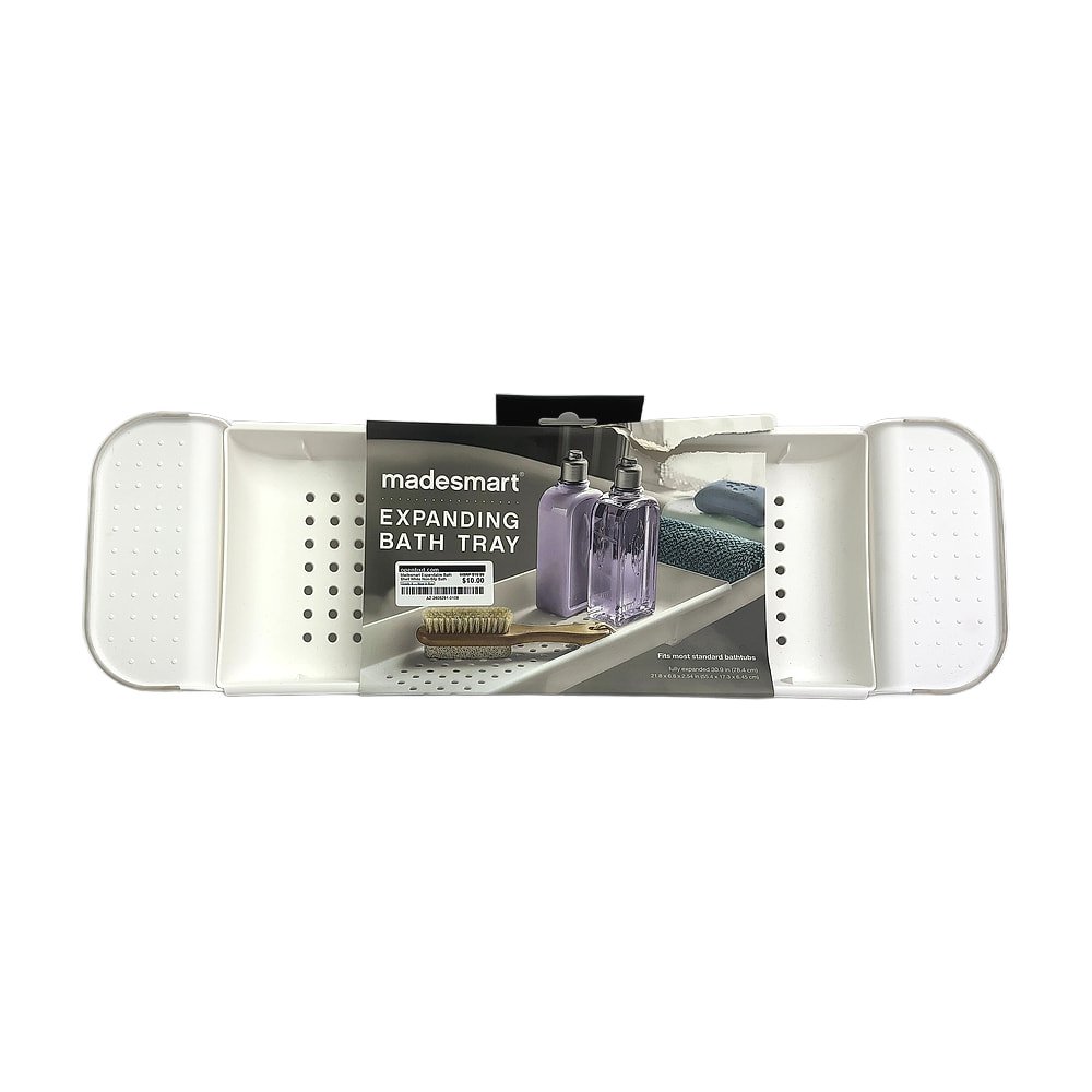 AZ-2605291-0109.jpg Madesmart Expandable Bath Shelf White Non-Slip Bathtub Tray - Image 1