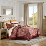 Madison Park Aubrey Cozy Comforter Set Queen Red 12-Piece - Image 2