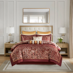 Madison Park Aubrey Cozy Comforter Set Queen Red 12-Piece