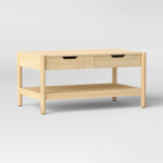 Room Essentials Scandi Coffee Table with Drawers, Natural
