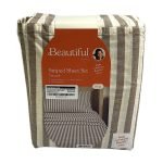 Drew Barrymore Striped Natural King Sheet Set, 100% Cotton