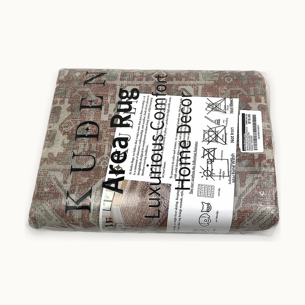 AZ-2026070-0213-1.jpg Kuden 3x5 Small Rug Machine Washable Non-Slip Vintage Style - Image 1