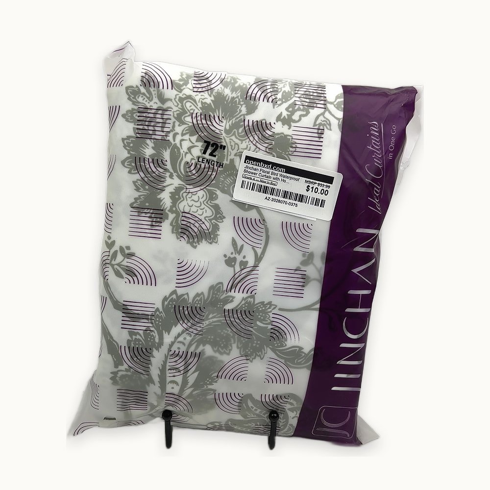 AZ-2026070-0375.jpg Jinchan Floral Bird Waterproof Shower Curtain with Hooks 70x72 - Image 1