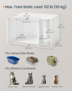 Songmics Home Cat Litter Box Enclosure Modern Furniture - Image 2