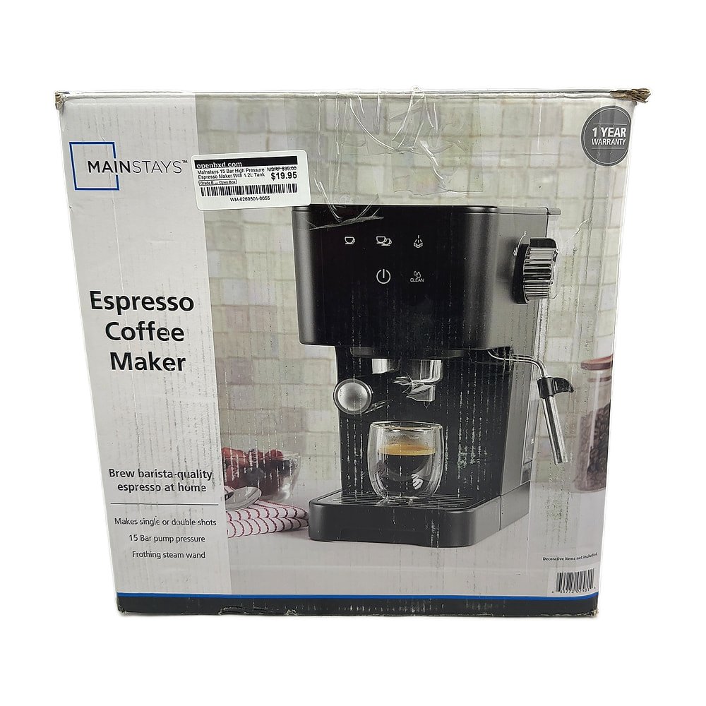 WM-0260501-0055.jpg Mainstays 15 Bar High Pressure Espresso Maker With 1.2L Tank - Image 1