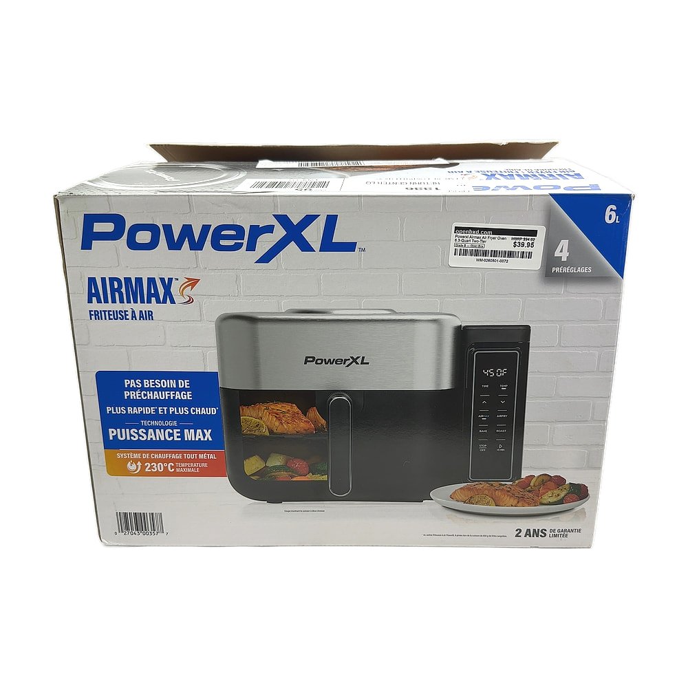 WM-0260501-0072.jpg Powerxl Airmax Air Fryer Oven 6.3-Quart Two-Tier - Image 1