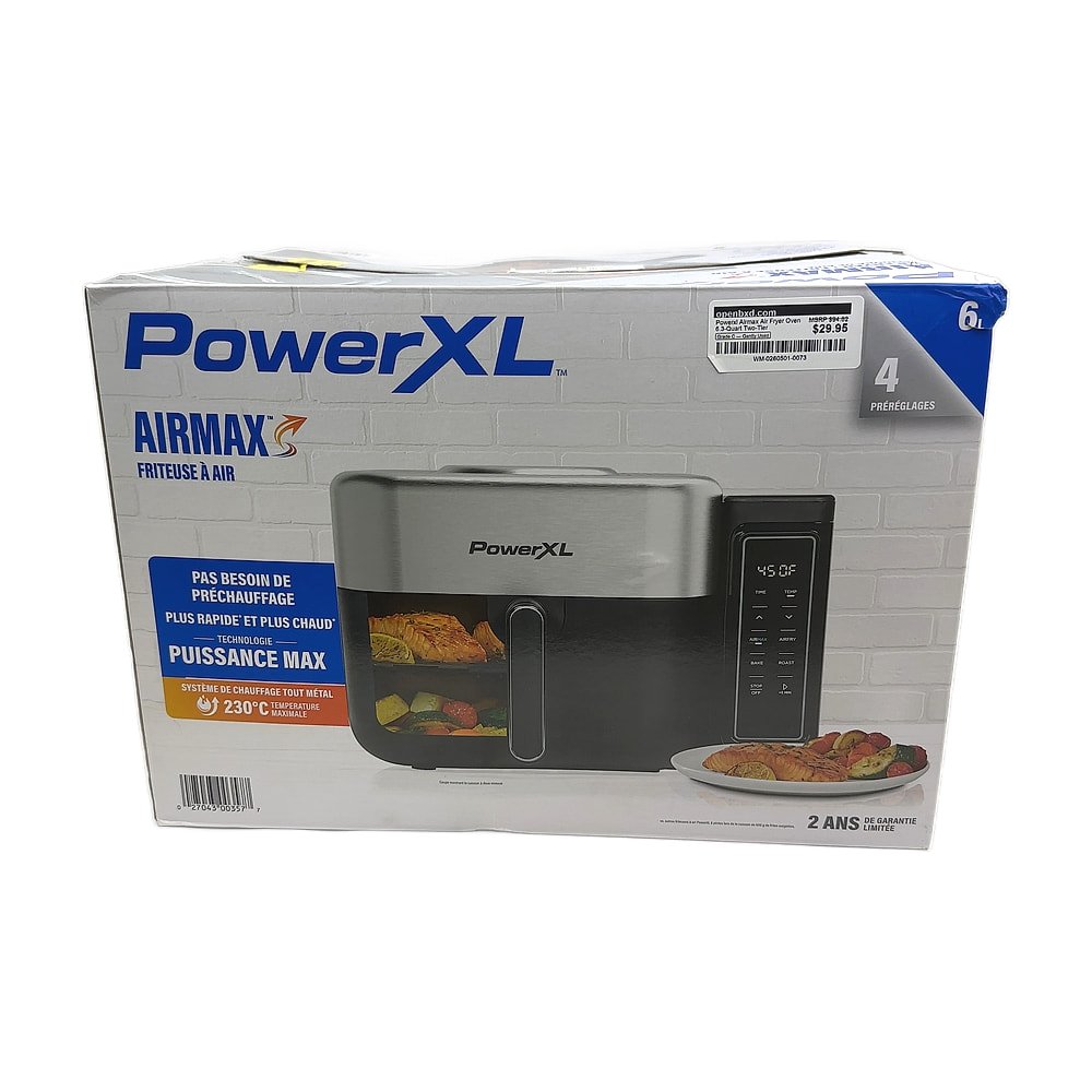 WM-0260501-0073.jpg Powerxl Airmax Air Fryer Oven 6.3-Quart Two-Tier - Image 1