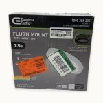 7.5 Inch Low Profile White Ceiling Fixture With Nightlight